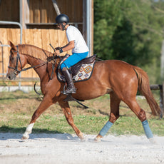 Tapis de selle blanc à motifs Casablanca sur cheval