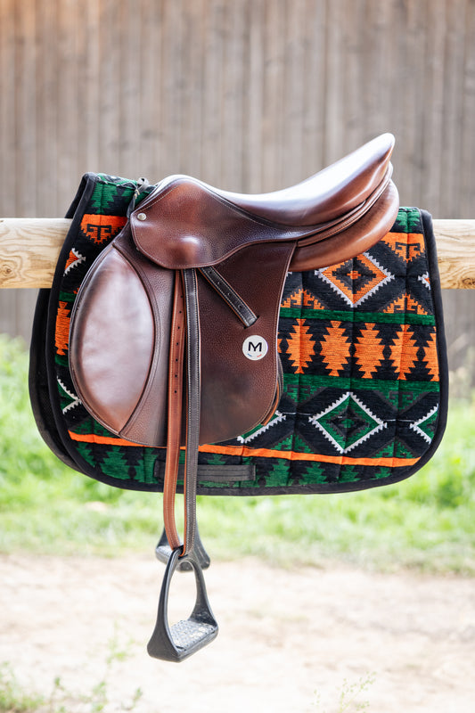 Tapis de selle Essaouira vert en velours 