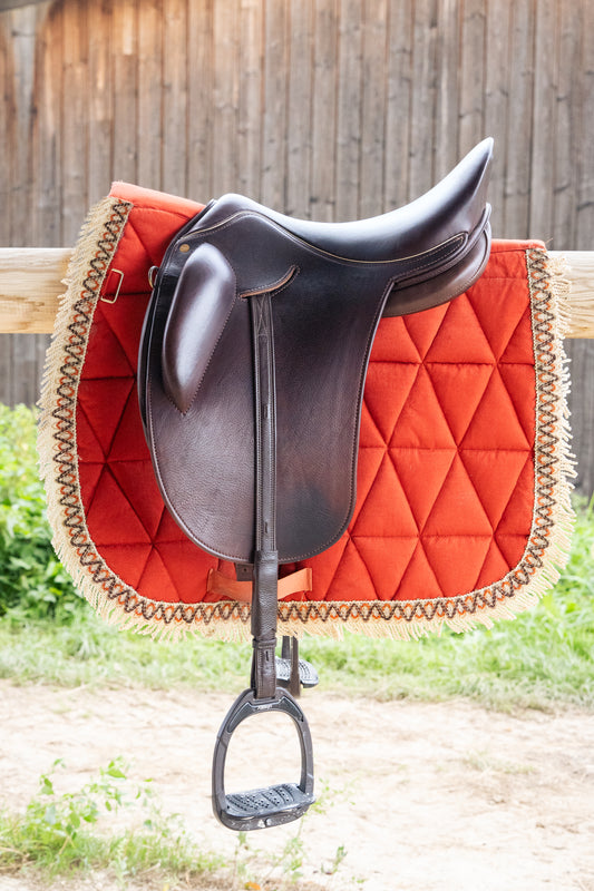 Tapis de selle Marrakech orange terracotta en velours