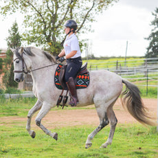 Tapis de selle vert Essaouira posé sur un cheval